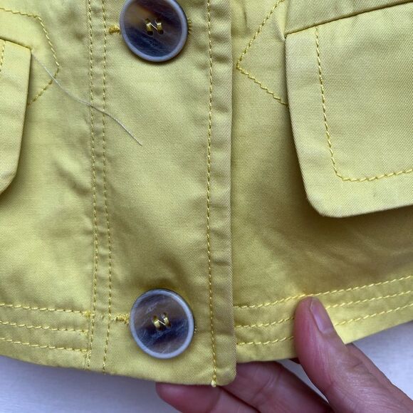 Style Benetton yellow 3/4 sleeve standup collar jacket. Front buttons, lapels, S - Picture 4 of 11